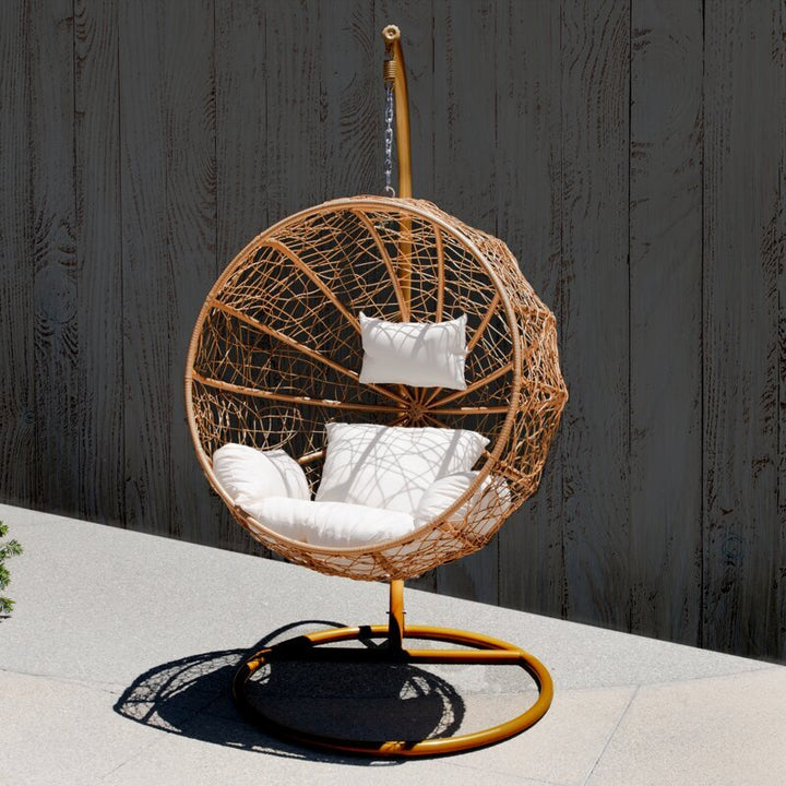 Dreamline Single Seater Hanging Swing With Stand For Balcony , Garden Swing (Honey)