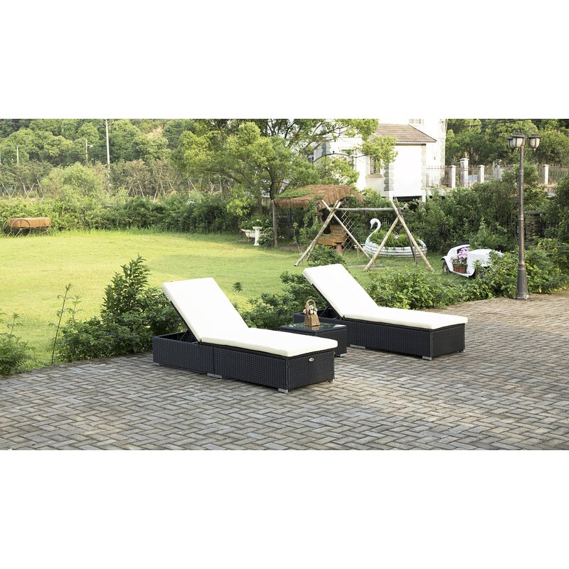 Dreamline Outdoor Furniture Poolside Lounger With Cushion Swimming Pool Lounger (Set of 2) With Side Table
