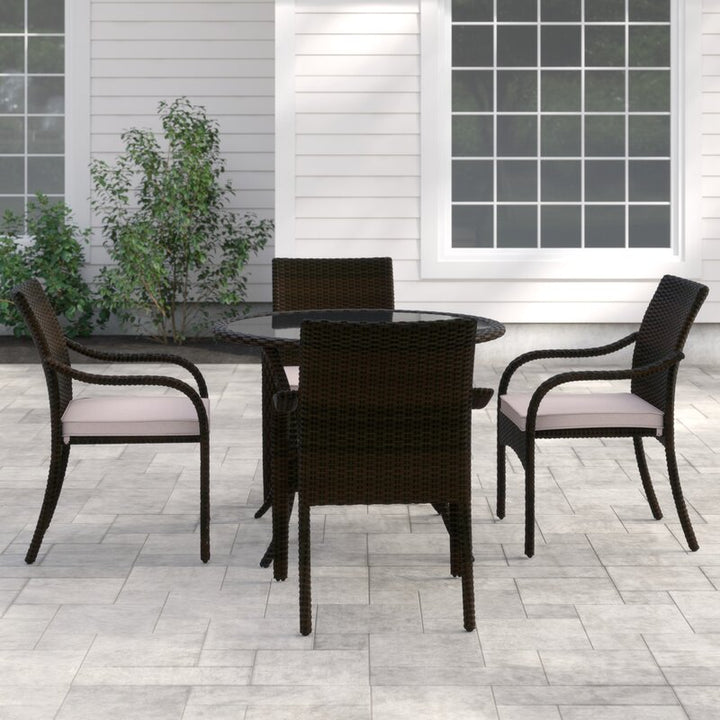 Dreamline Outdoor Garden Patio Dining Set 4 Chairs and 1 Table Set Outdoor Furniture (Brown)