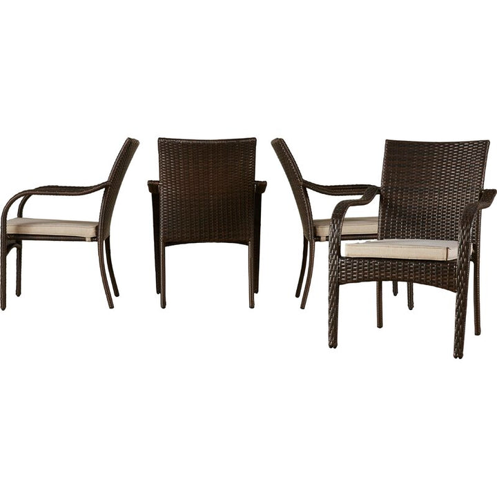 Dreamline Outdoor Garden Patio Dining Set 4 Chairs and 1 Table Set Outdoor Furniture (Brown)