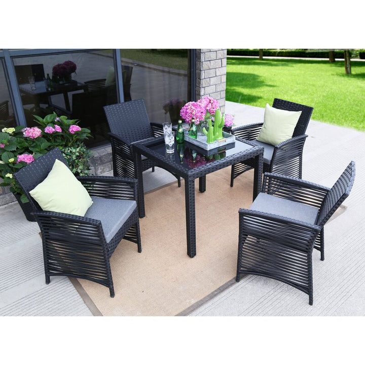 Dreamline Outdoor Garden Patio Dining Set 4 Chairs and 1 Table Set Outdoor Furniture