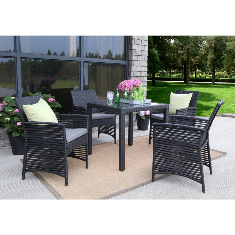 Dreamline Outdoor Garden Patio Dining Set 4 Chairs and 1 Table Set Outdoor Furniture