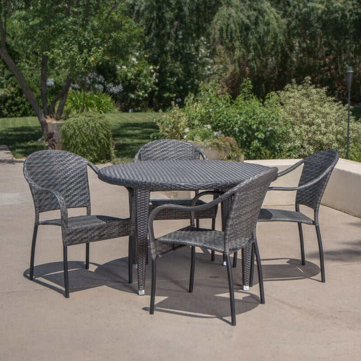 Dreamline Outdoor Garden Patio Dining Set 4 Chairs and 1 Table Set Outdoor Furniture
