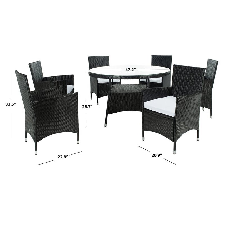 Dreamline Outdoor Garden Patio Dining Set 1+6 6 Chairs and 1 Table Set Outdoor Furniture (Black)