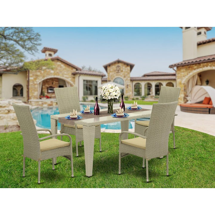 Dreamline Outdoor Garden Patio Dining Set 4 Chairs and 1 Table Set Outdoor Furniture