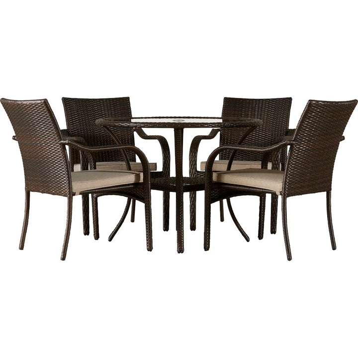 Dreamline Outdoor Garden Patio Dining Set 4 Chairs and 1 Table Set Outdoor Furniture (Brown)