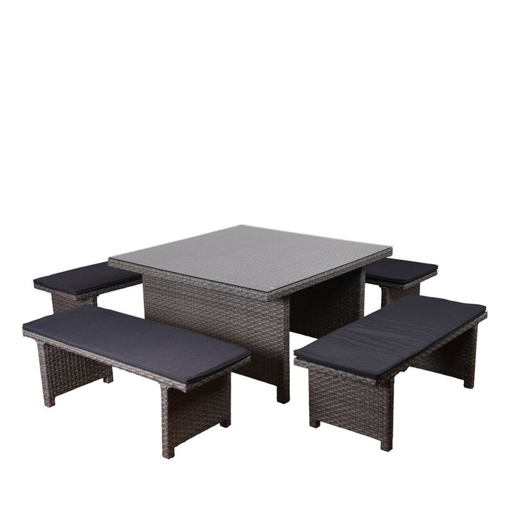 Dreamline Outdoor Garden Patio Dining Set 4 Chairs and 1 Table Set Outdoor Furniture(Gray)