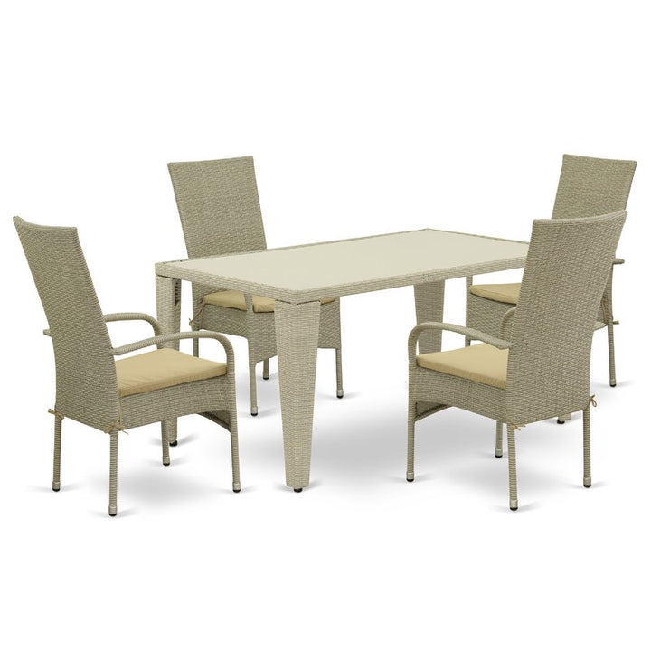 Dreamline Outdoor Garden Patio Dining Set 4 Chairs and 1 Table Set Outdoor Furniture