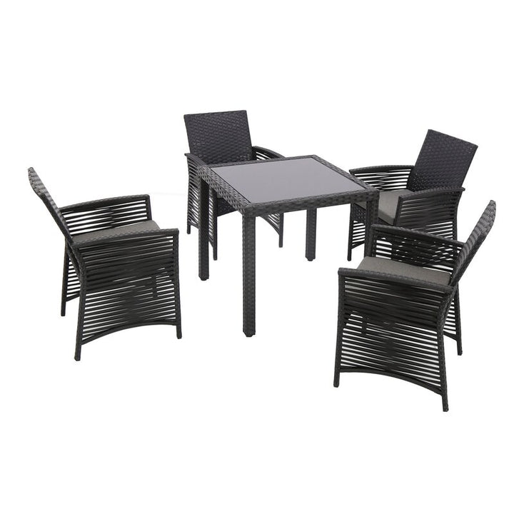 Dreamline Outdoor Garden Patio Dining Set 4 Chairs and 1 Table Set Outdoor Furniture