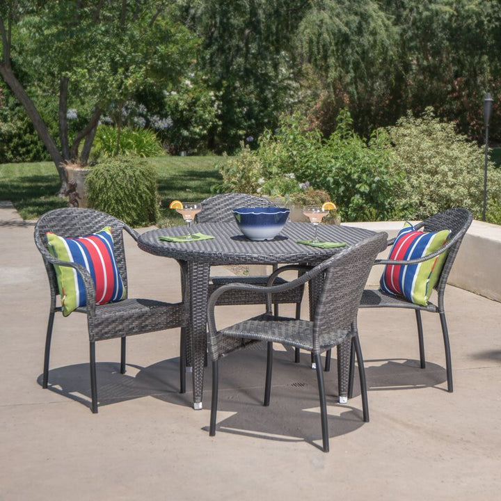 Dreamline Outdoor Garden Patio Dining Set 4 Chairs and 1 Table Set Outdoor Furniture