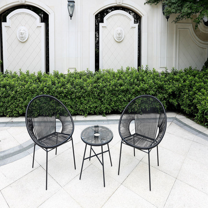 Misht Outdoor Patio Seating Set 2 Chairs and 1 Table Set (Black)