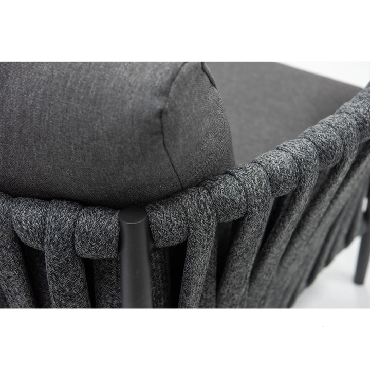 Fabian Outdoor Garden Balcony Sofa Set 5 Seater and 1 Center Table Set, Braid & Rope (Dark Grey)