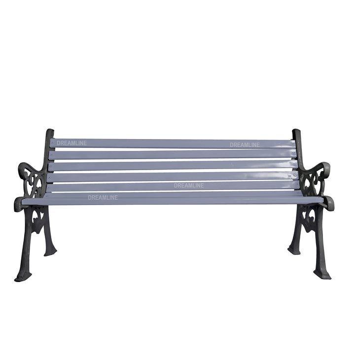 Wick Cast Iron 3 Seater Garden Bench for Outdoor Park - (Black + Grey)