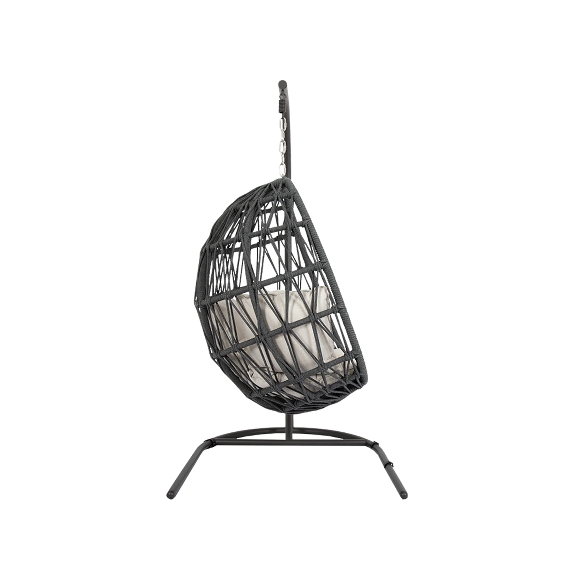 Naaru Single Seater Hanging Swing With Stand For Balcony , Garden (Dark Grey) Braided & Rope