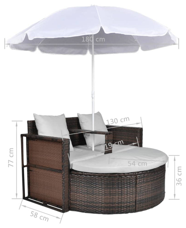 Dreamline Outdoor Furniture Poolside Sunbed With Cushion Daybed (Brown)