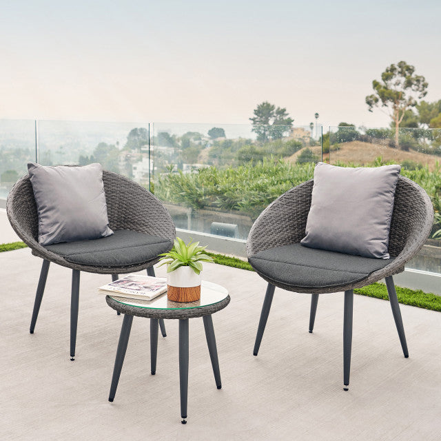 Cindy Outdoor Patio Seating Set Chairs and Table Set (Grey)