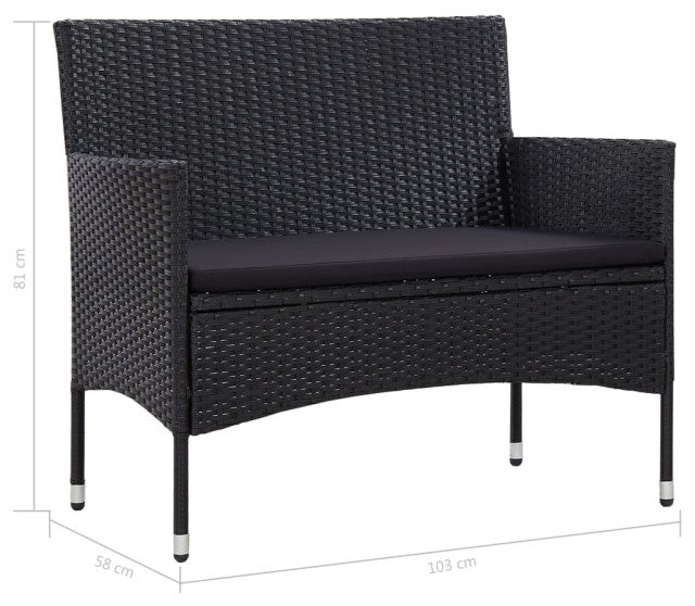 Rino Outdoor 2 seater Sofa (Black)