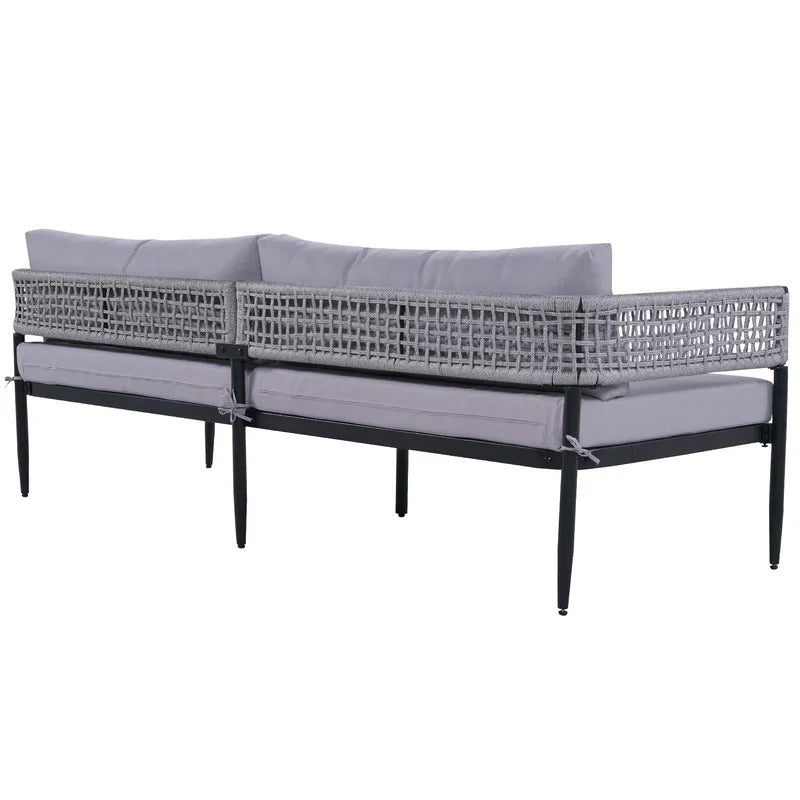 Furni Outdoor Sofa Set 3 Seater , 2 Single seater and 1 Center Table Set (Grey) Braided & Rope