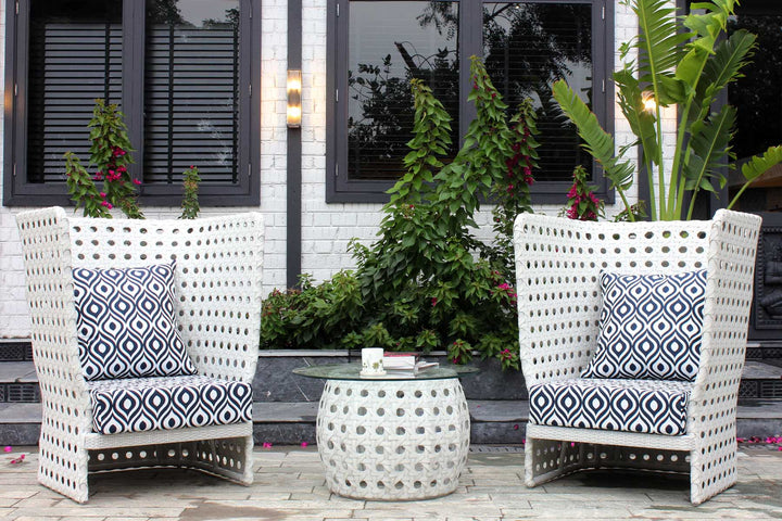 Dreamline Outdoor Furniture Garden Patio Seating Set 1+2 2 Chairs and Table Set Balcony Furniture Coffee Table Set(White)