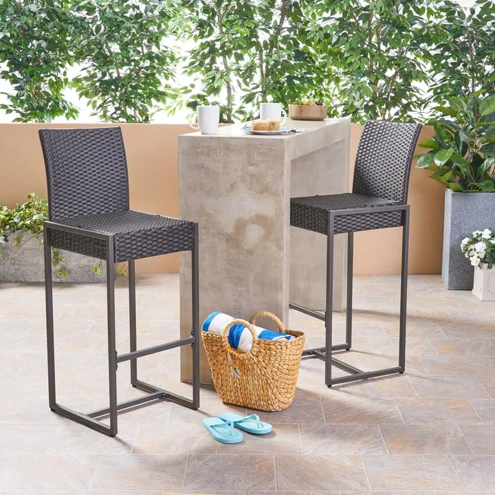 Retti Outdoor Patio Bar Chair 2 Chairs For Balcony (Brown)