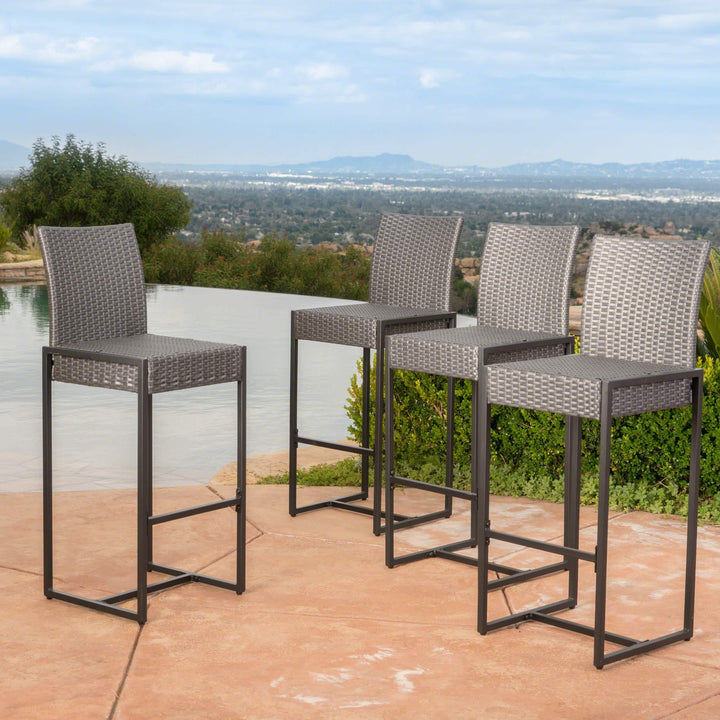 Agnese Outdoor Patio Bar Chair 4 Chairs For Balcony (Grey)