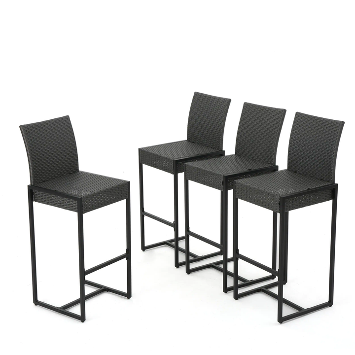 Agnese Outdoor Patio Bar Chair 4 Chairs For Balcony (Grey)