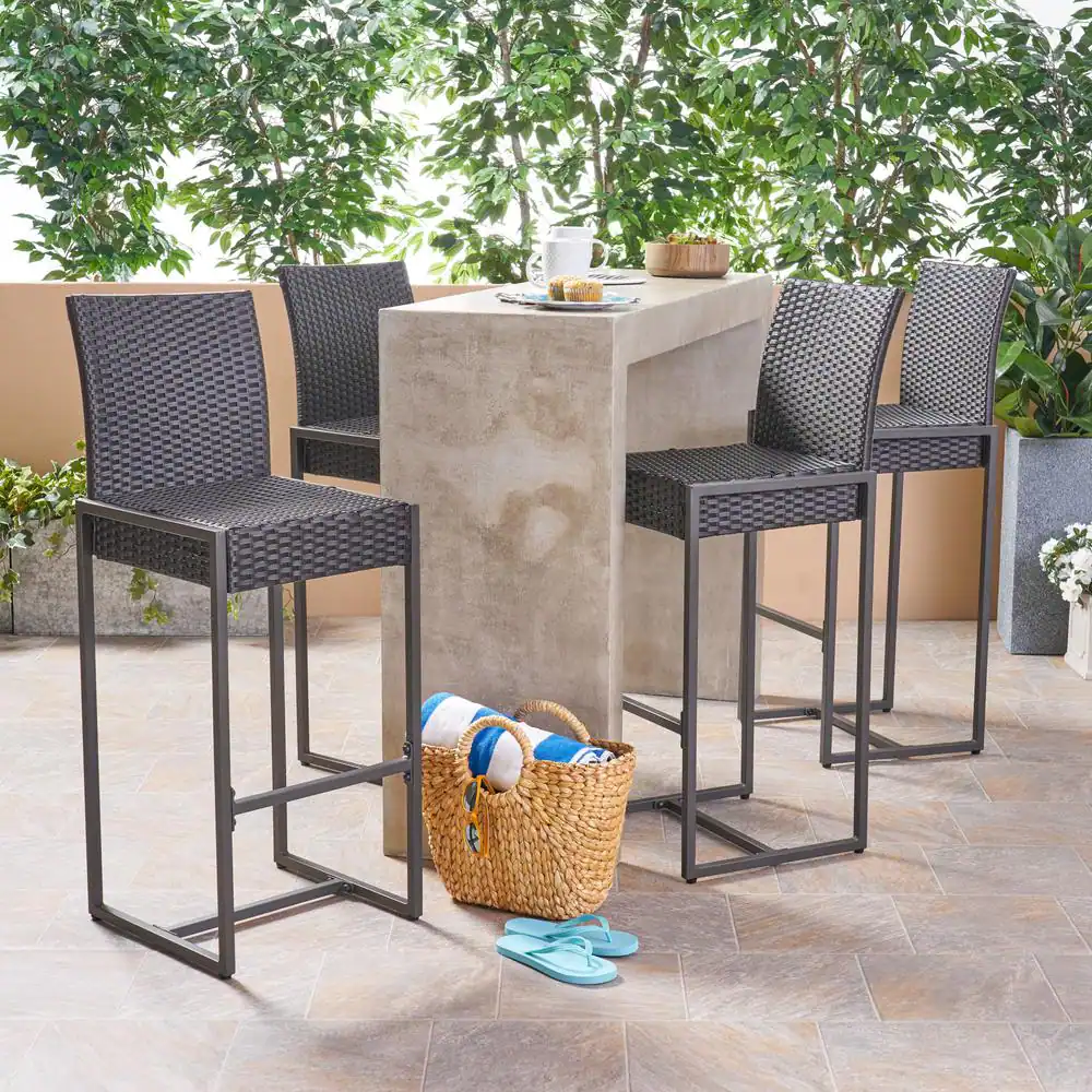 Ladanza Outdoor Patio Bar Chair 4 Chairs For Balcony (Brown)