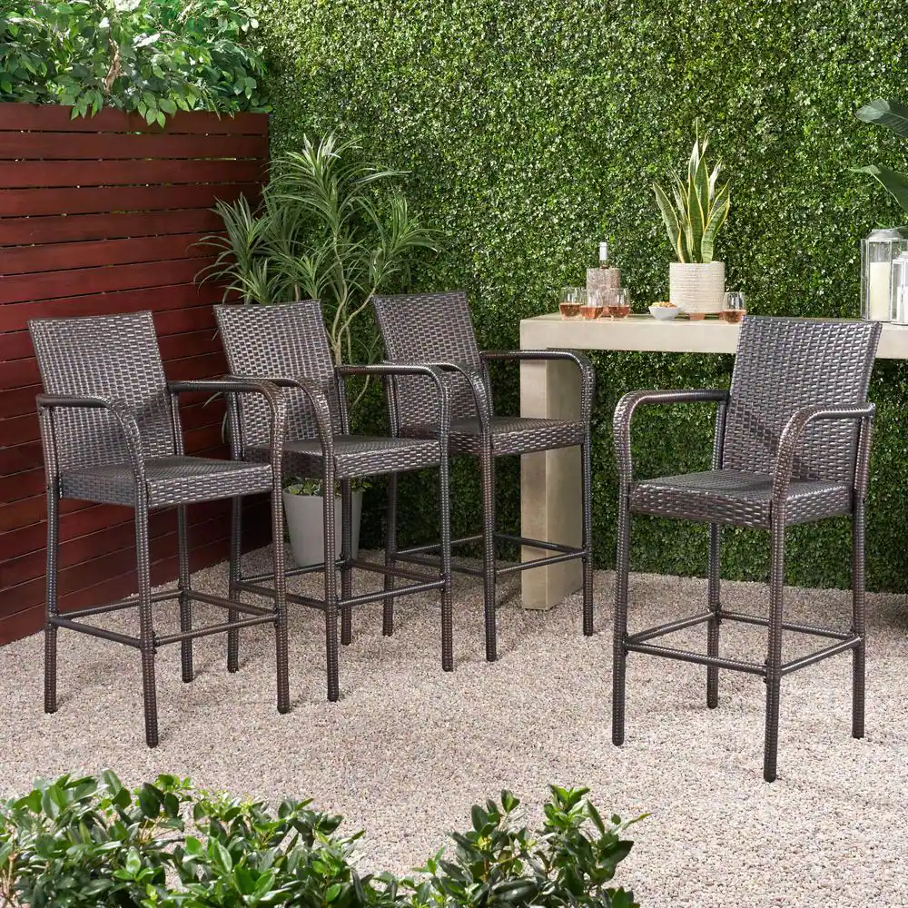 Dellucci Outdoor Patio Bar Chair 4 Chairs For Balcony (Brown)