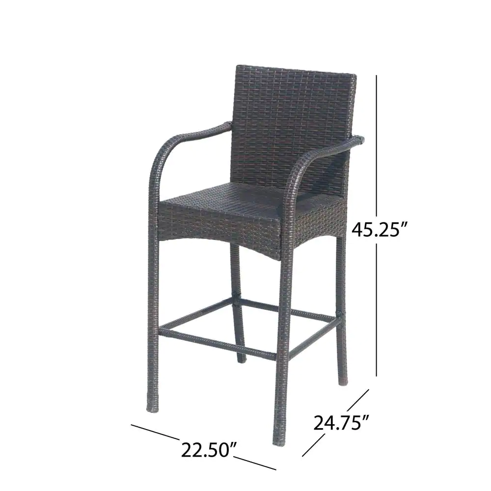 Gian Outdoor Patio Bar Chair 2 Chairs For Balcony (Brown)