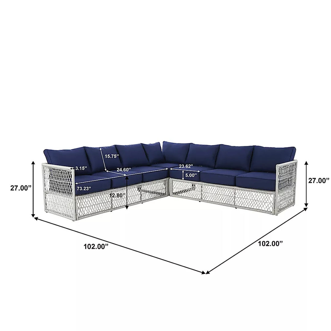 Promo Outdoor Sofa Set 7 Seater and 1 Center Table Set (White + Blue)