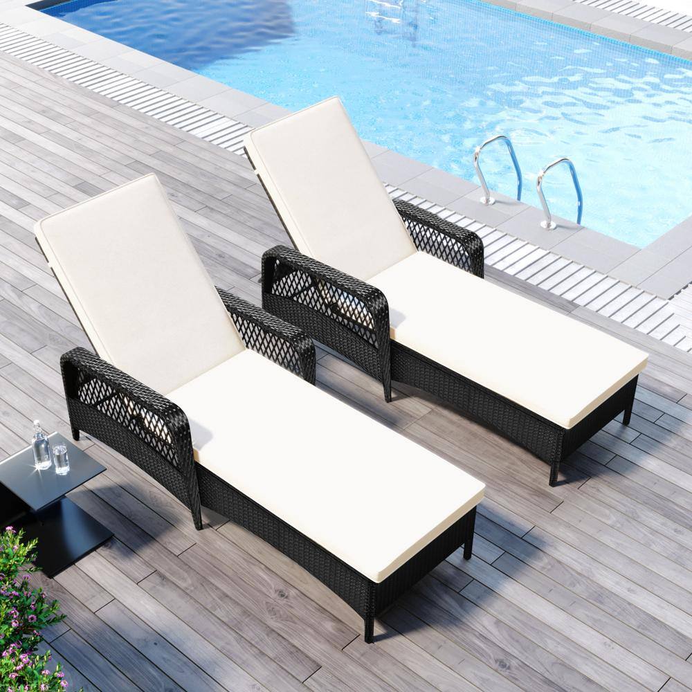 Amaze Outdoor Swimming Poolside Lounger Set of 2 (Black)