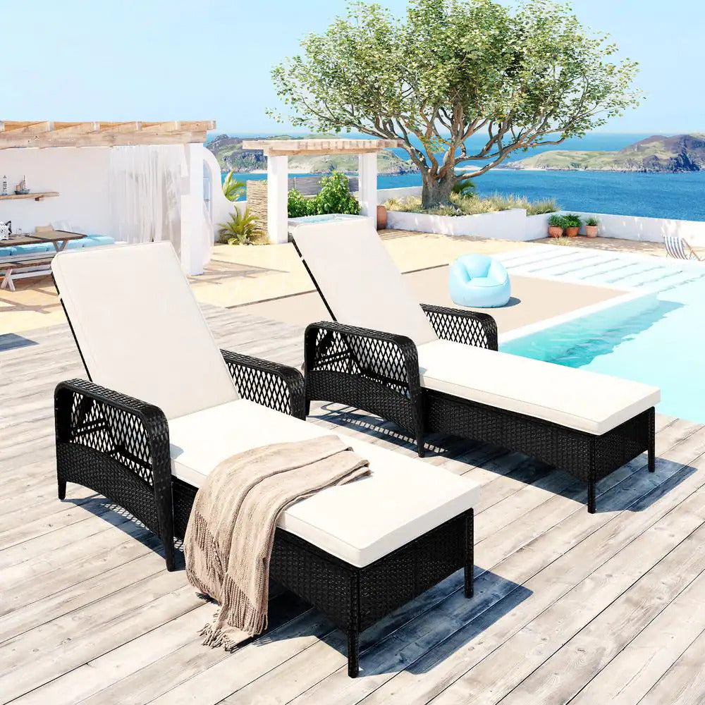 Amaze Outdoor Swimming Poolside Lounger Set of (Black)