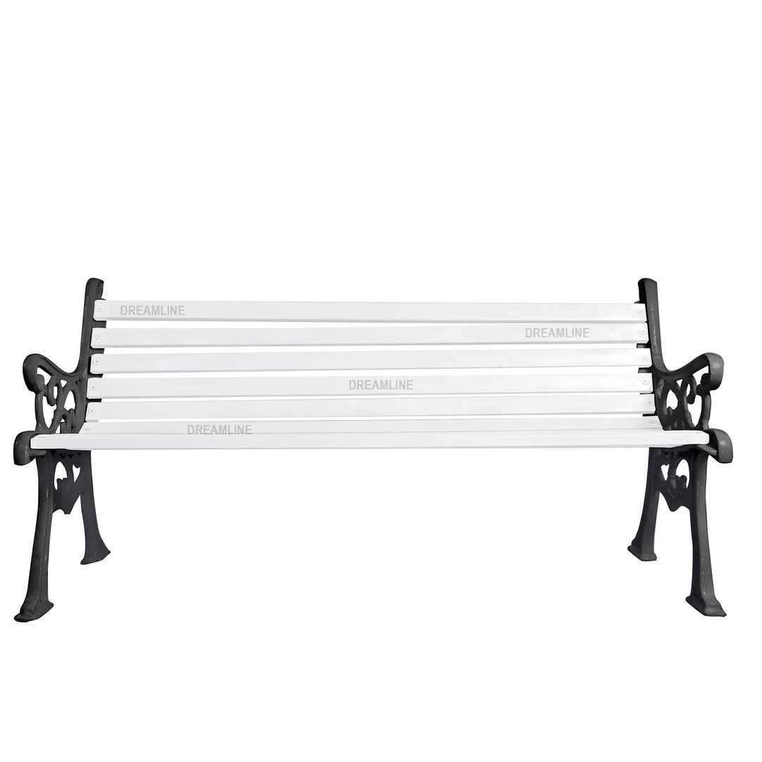 Valor Cast Iron 3 Seater Garden Bench for Outdoor Park - (Black + White)