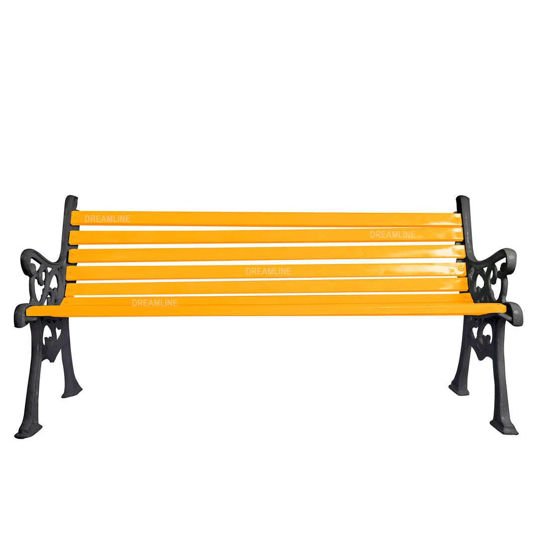 Strive Cast Iron 3 Seater Garden Bench for Outdoor Park - (Black + Yellow)