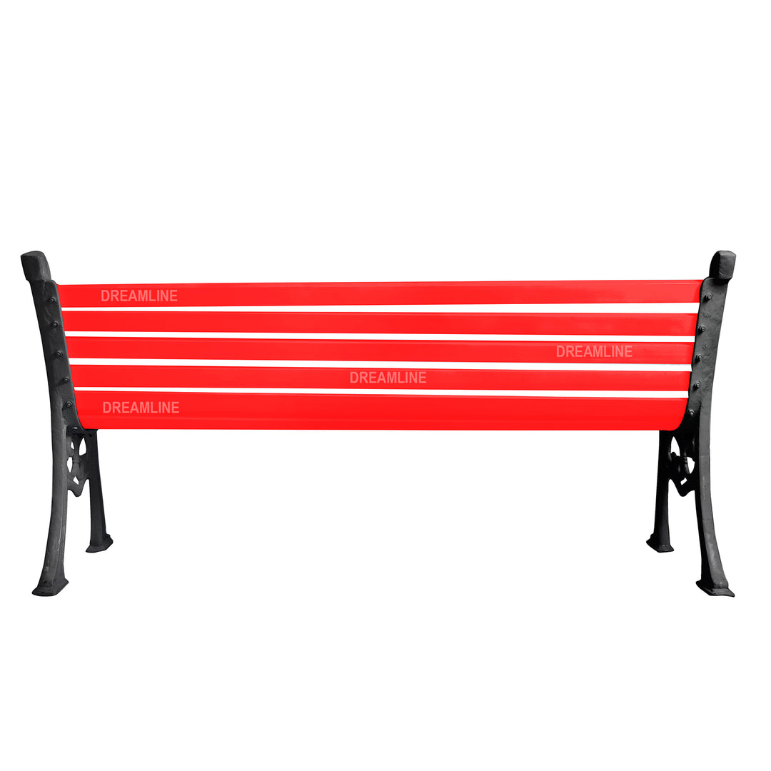 Rely Cast Iron 3 Seater Garden Bench for Outdoor Park - (Black + Red)