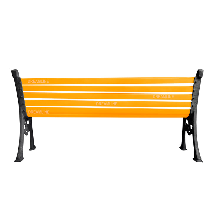 Strive Cast Iron 3 Seater Garden Bench for Outdoor Park - (Black + Yellow)