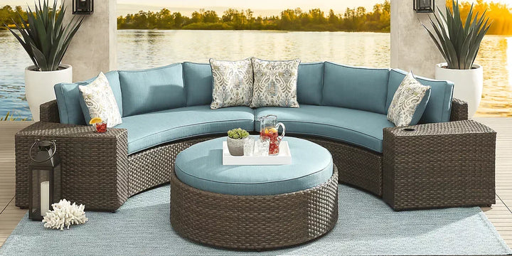 Zea Outdoor Sofa Set 4 Seater and 1 Center Table (Brown)