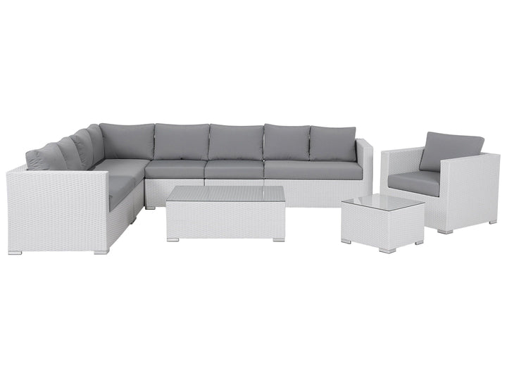 Ulva Outdoor Sofa Set 8 Seater , Single Seater and 2 Center Table Set (White)
