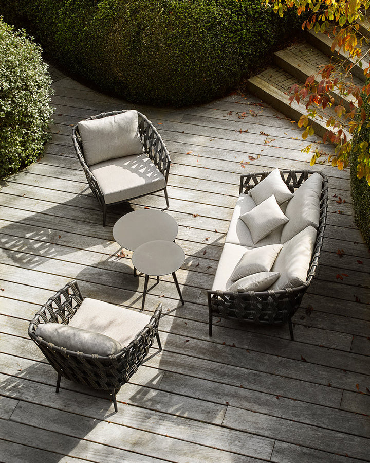 Legion Outdoor Sofa Set 2 Seater , 2 Single seater and 2 Center Table Set (Dark Grey) Braided & Rope